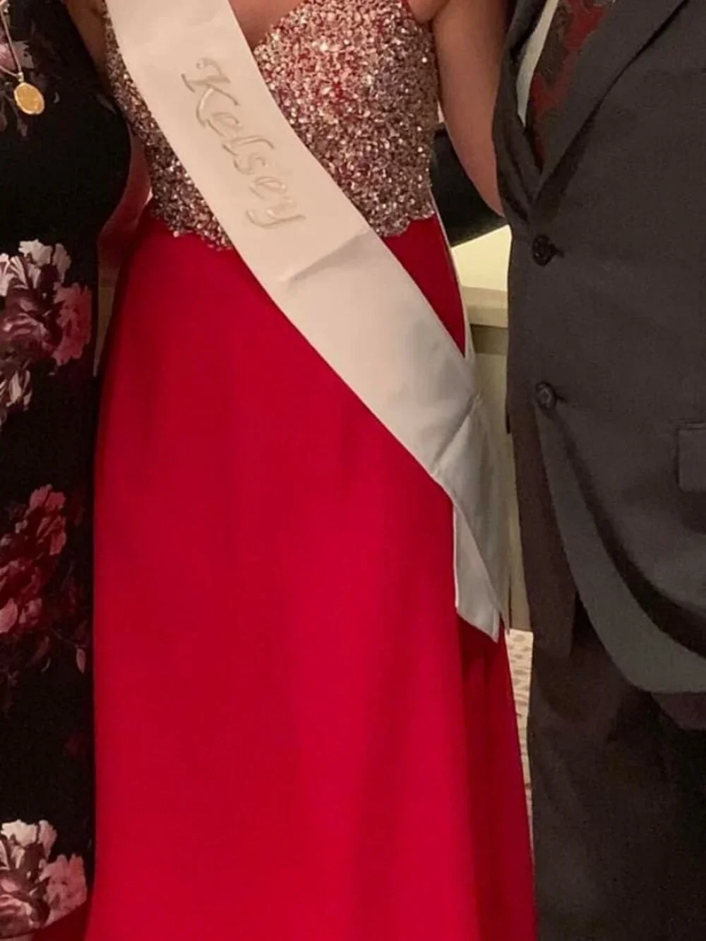 Red and Rhinestone Prom Dress - Picture 5 of 5